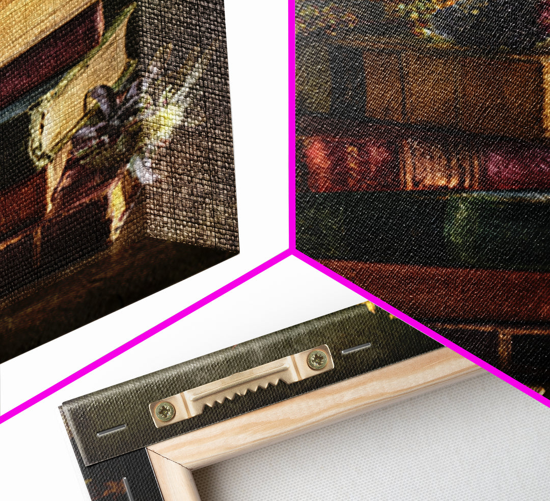 Stack of Antique Books Framed Canvas Print, Bookstore Art, Luxury Decor, Bookstore Decor, Fine Art, Literary, Pink Wall Art, BOO-1x1-73