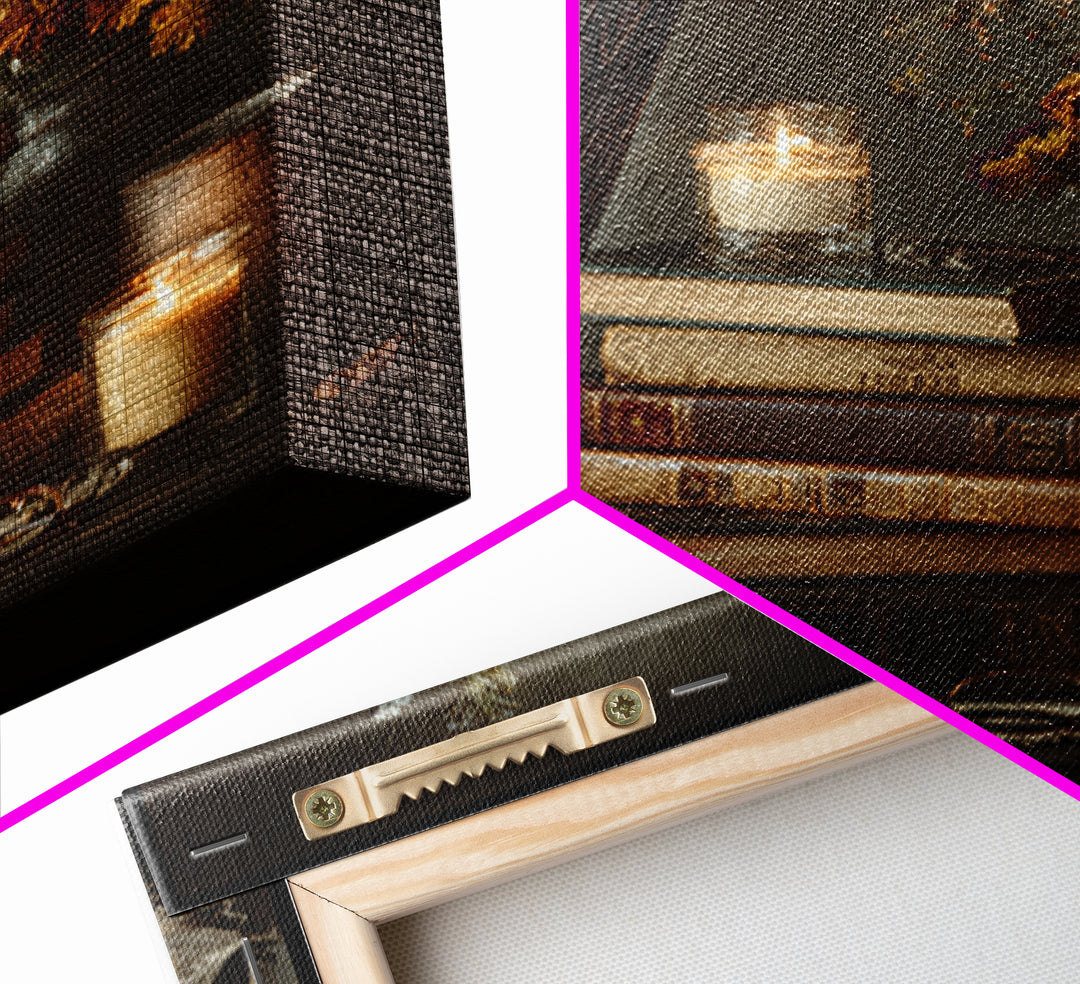 Old Library Ladder and Books Framed Canvas Print, Bookstore Art, Gallery Decor, Bookstore Decor, Fine Art, Literary, BOO-1x1-78