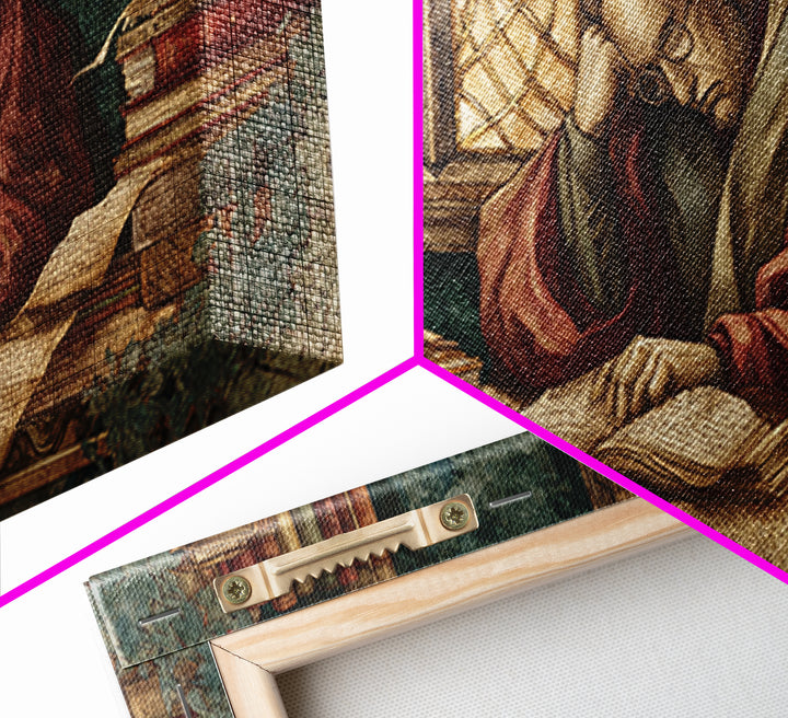 Renaissance Scholar Portrait Framed Canvas Print, Bookstore Art, Feminine Wall Art, Bookstore Decor, Fine Art, Literary, BOO-2x1-19