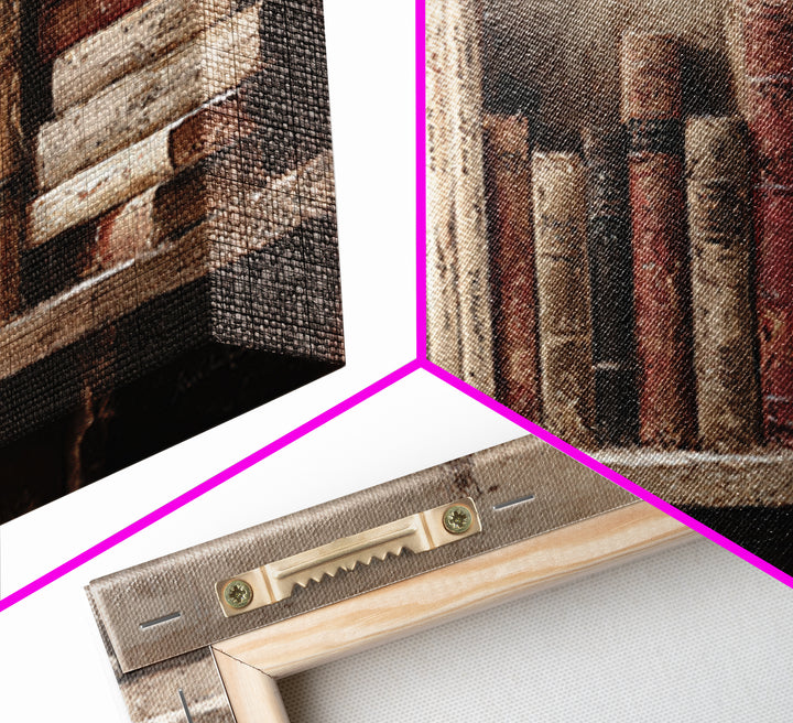 Old Library Ladder and Books Canvas Print, Bookstore Art, Boho Decor, Bookstore Decor, Abstract Art, Literary, Printable Art, BOO-2x1-2
