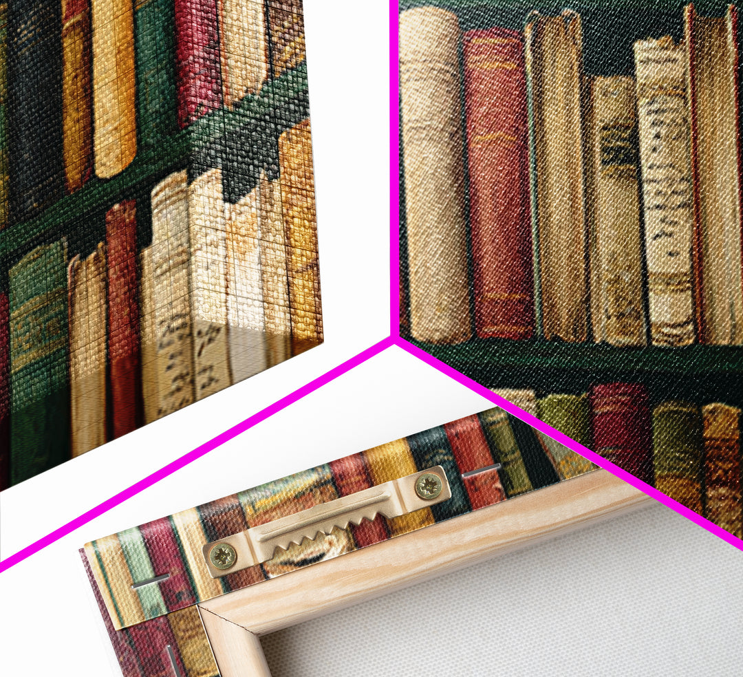 Classic Book Spine Pattern Framed Canvas Print, Bookstore Art, Vertical Wall Art, Bookstore Decor, Fine Art, Literary, BOO-2x1-88