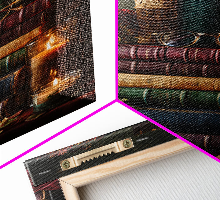 Classic Book Spine Pattern Framed Canvas Print, Bookstore Art, Fine Art Print, Bookstore Decor, Fine Art, Literary, BOO-2x3-4