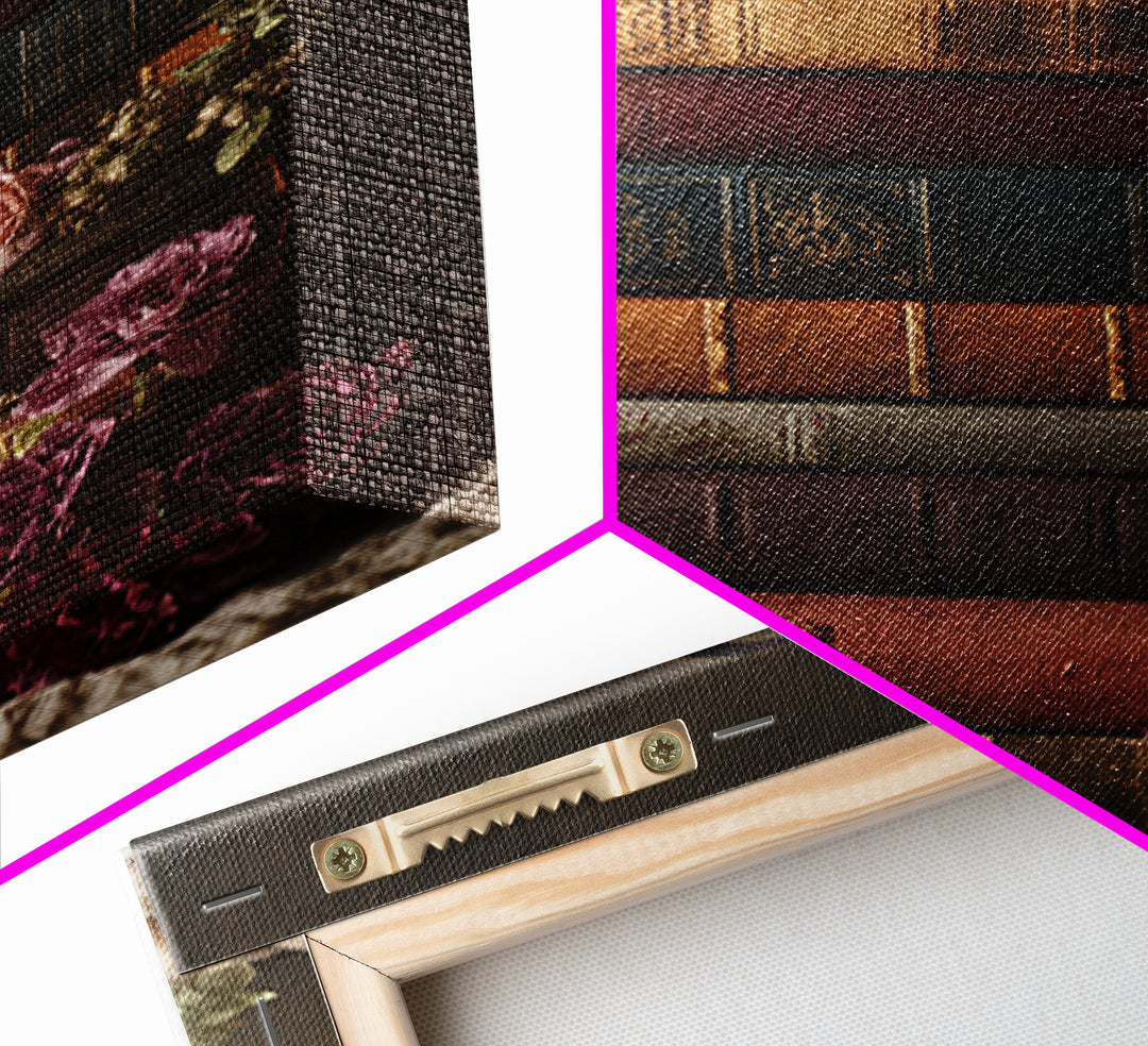 Classic Book Spine Pattern Framed Canvas Print, Bookstore Art, Boho Decor, Bookstore Decor, Fine Art, Literary, Printable Art, BOO-2x3-52