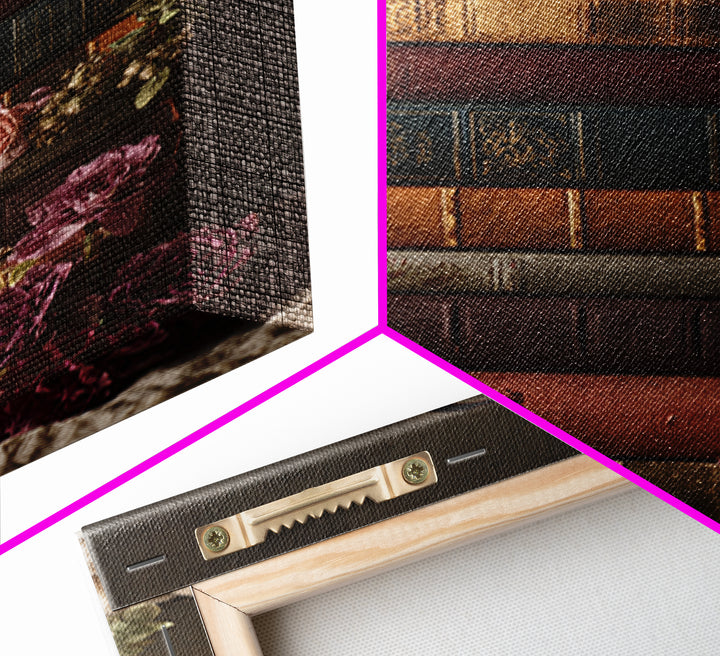 Classic Book Spine Pattern Framed Canvas Print, Bookstore Art, Boho Decor, Bookstore Decor, Fine Art, Literary, Printable Art, BOO-2x3-52