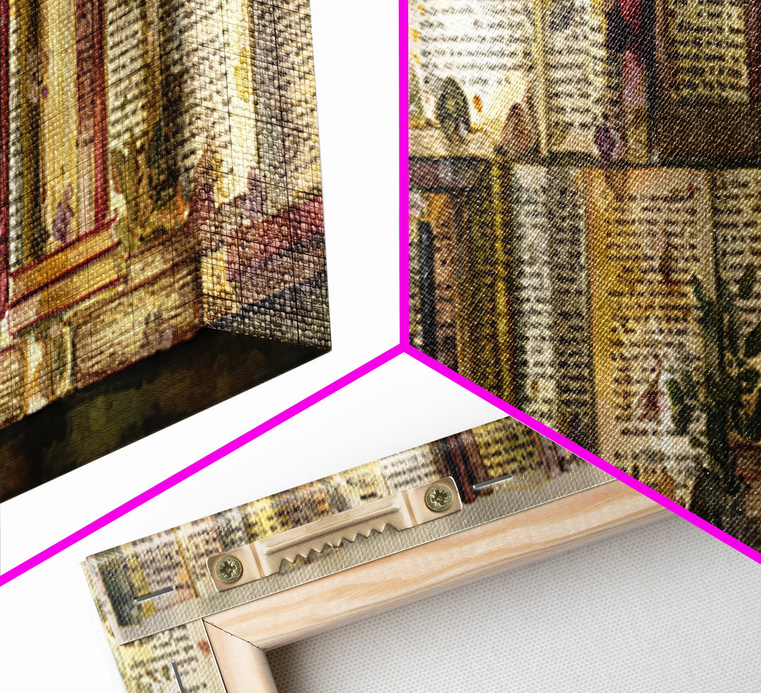 Pressed Flowers Between Book Pages Canvas Print, Bookstore Art, Luxury Decor, Bookstore Decor, Oil Painting, Literary, BOO-3x1-35