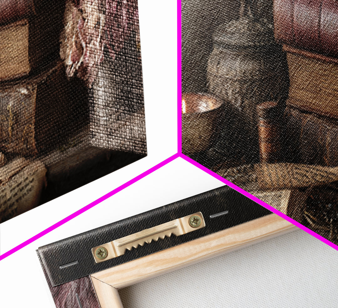 Dark Academia Candle and Book Still Life Framed Canvas Print, Bookstore Art, Office Art, Bookstore Decor, Oil Painting, BOO-3x1-74