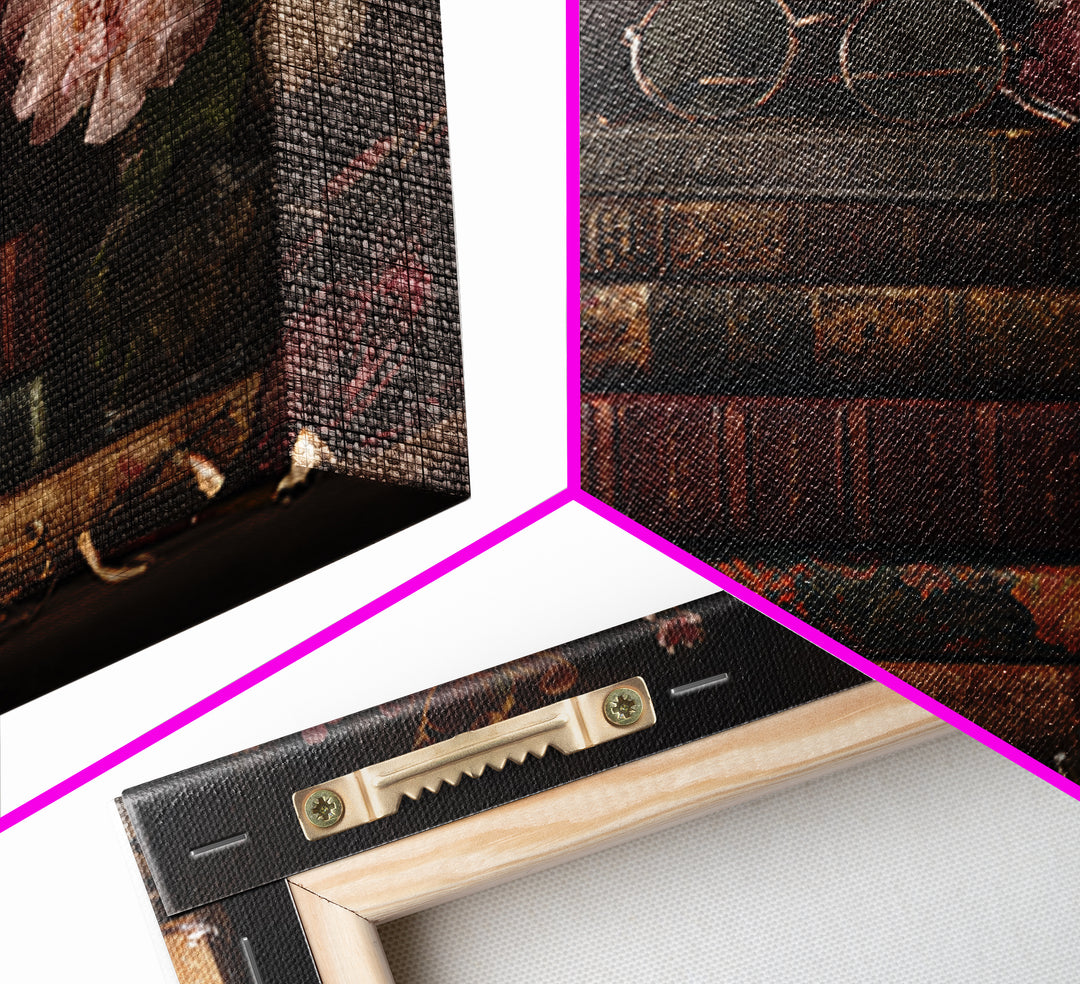 Classic Book Spine Pattern Framed Canvas Print, Bookstore Art, Luxury Decor, Bookstore Decor, Fine Art, Literary, Pink Wall Art, BOO-3x2-96
