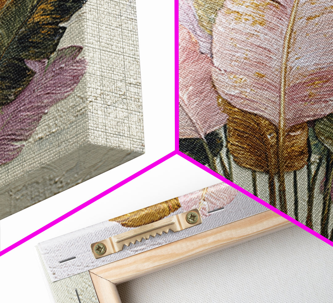 Tropical Banana Leaf Painted Framed Canvas Print, Botanical Art, Printable Wall Art, Living Room Decor, Oil Painting, Botanic, BOT-1x1-8