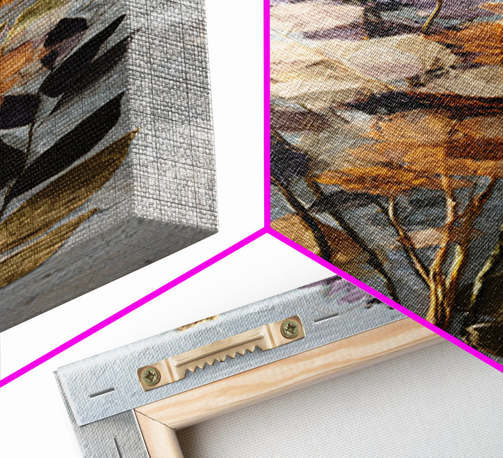 Pressed Flower Collage Canvas Print, Botanical Art, Digital Wall Art, Living Room Decor, Oil Painting, Botanic, BOT-1x3-40