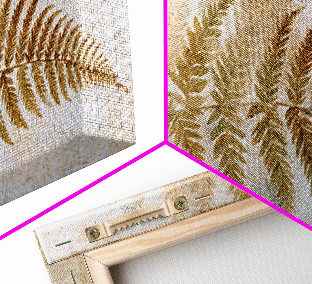 Fern Shadow Pattern on Plaster Surface Framed Canvas Print, Botanical Art, Living Room Decor, Oil Painting, Botanic, BOT-2x1-43