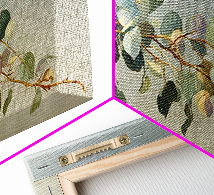Eucalyptus Stems in Soft Sage Tones Framed Canvas Print, Botanical Art, Abstract Art, Living Room Decor, Fine Art, Botanic, BOT-2x1-55