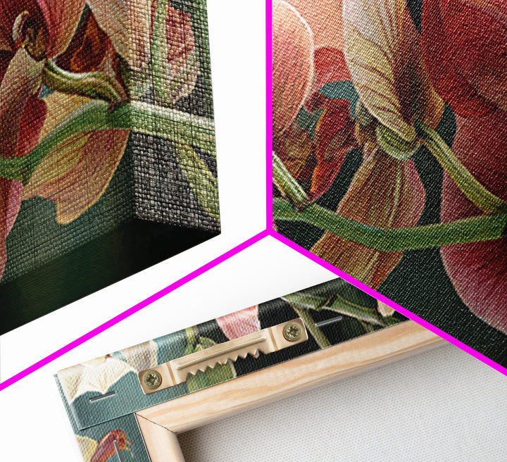Orchid Stem with Elegant Negative Space Framed Canvas Print, Botanical Art, Art Print, Living Room Decor, Fine Art, Botanic, BOT-2x1-56