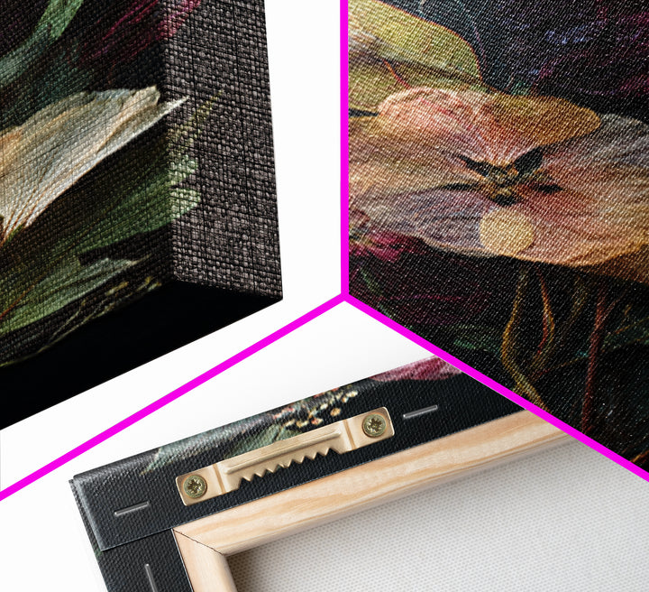 Pressed Flower Collage Framed Canvas Print, Botanical Art, Living Room Wall Art, Living Room Decor, Fine Art, Botanic, BOT-2x3-36