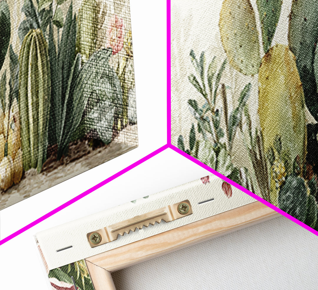 Cactus Botanical Plate Canvas Print, Botanical Art, Living Room Decor, Fine Art, Botanic, Fine Art Print, Statement Artwork, BOT-3x1-29