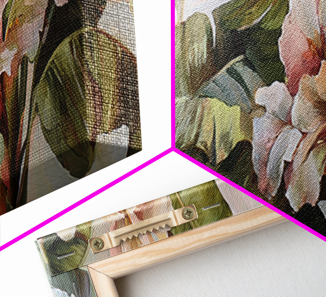 Tropical Banana Leaf Painted Framed Canvas Print, Botanical Art, Poster, Living Room Decor, Fine Art, Botanic, Art Nouveau, BOT-3x1-72