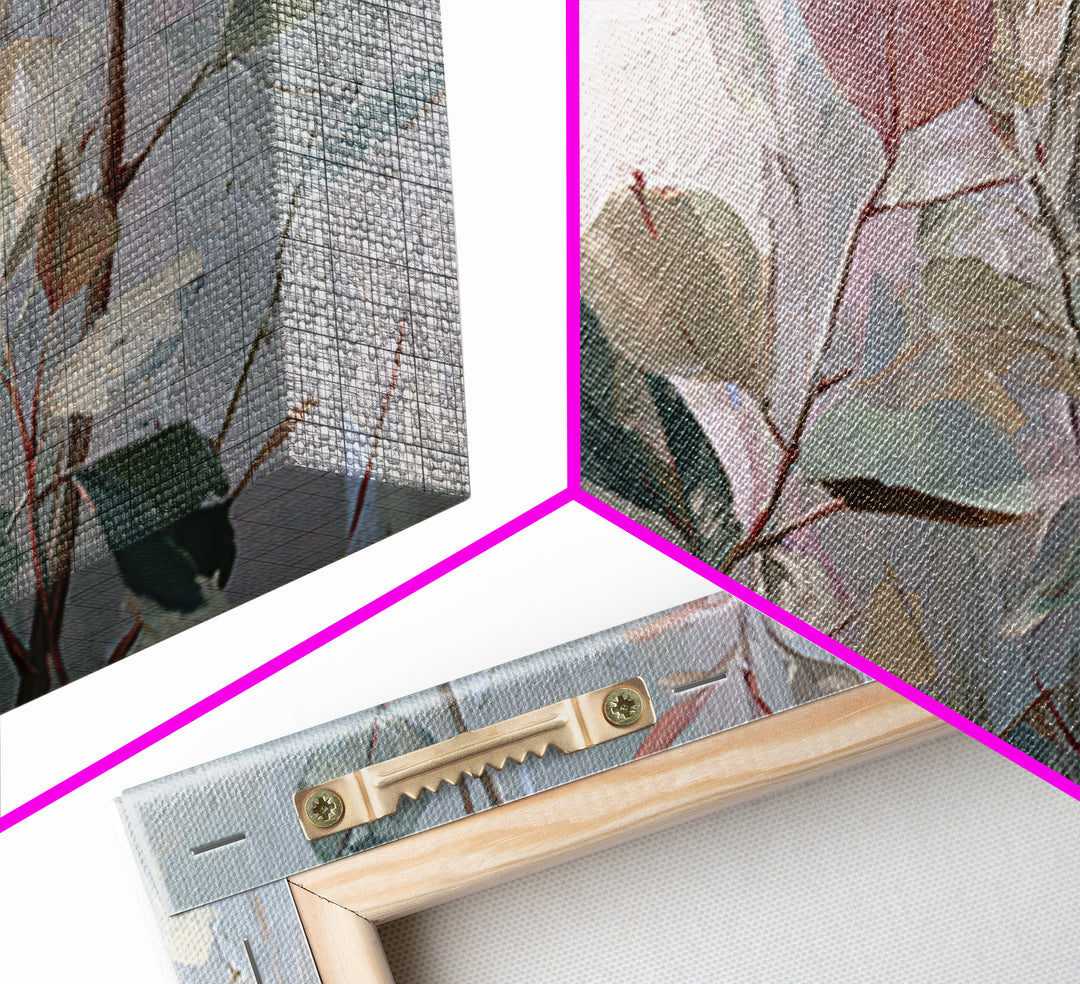 Eucalyptus Stems in Soft Sage Tones Framed Canvas Print, Botanical Art, Whimsical Decor, Living Room Decor, Oil Painting, BOT-3x2-63