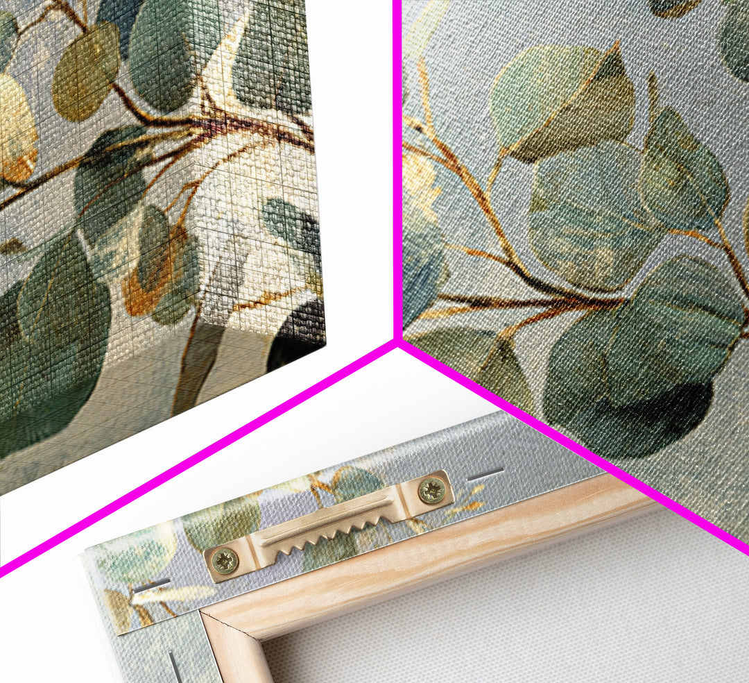 Eucalyptus Stems in Soft Sage Tones Framed Canvas Print, Botanical Art, Poster, Living Room Decor, Fine Art, Botanic, BOT-3x2-87