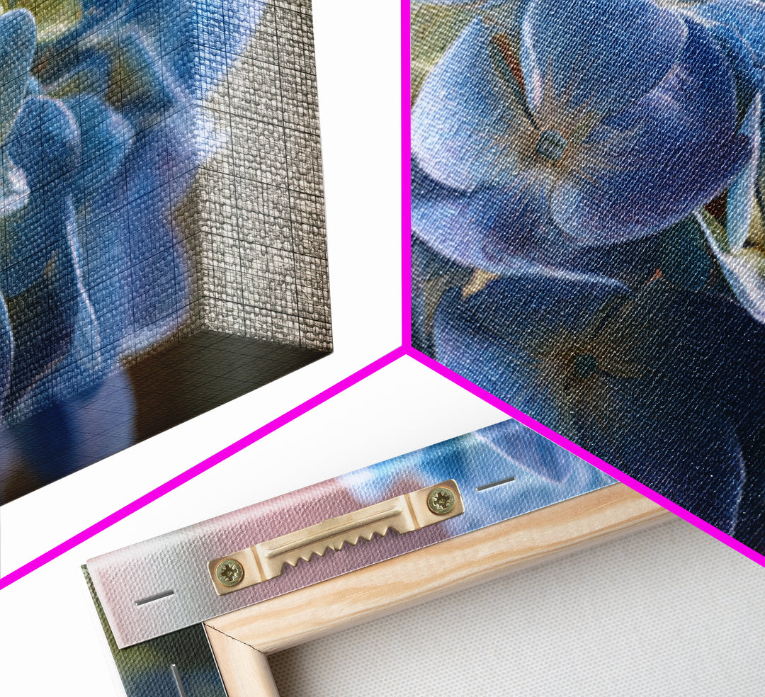 Blue Hydrangea Cluster Canvas Print, Botanical Art, Modern Wall Art, Living Room Decor, Fine Art, Botanic, Textured Painting, BOT-3x2-94