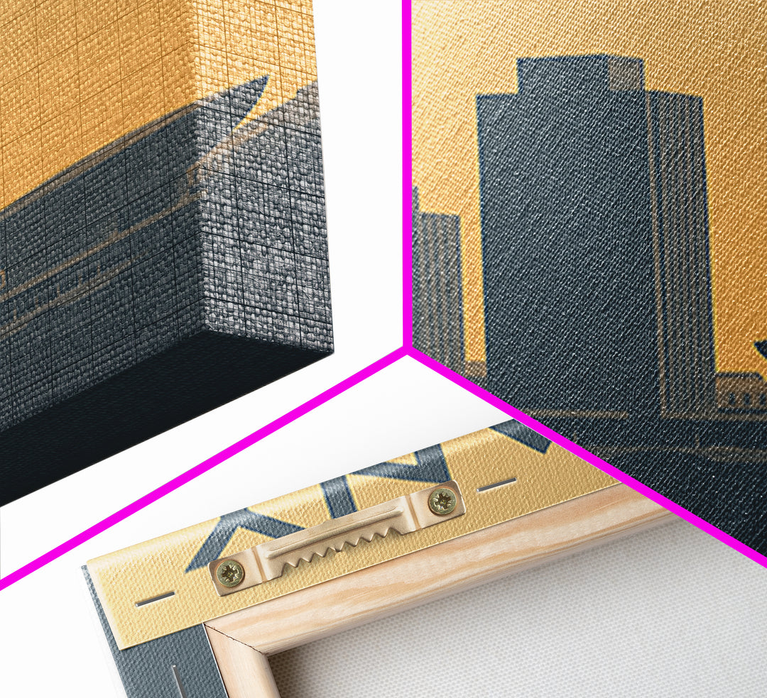 Albany New York Travel Poster, Framed Canvas Print, Sunset Skyline Wall Art, Albany Poster Print, Retro Travel Print, Living Room Wall Art