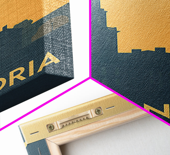 Alexandria Travel Poster, Canvas Print, Sunset Skyline Wall Art, Alexandria City Art, Travel Wall Decor, City Art Print, Home Office Decor