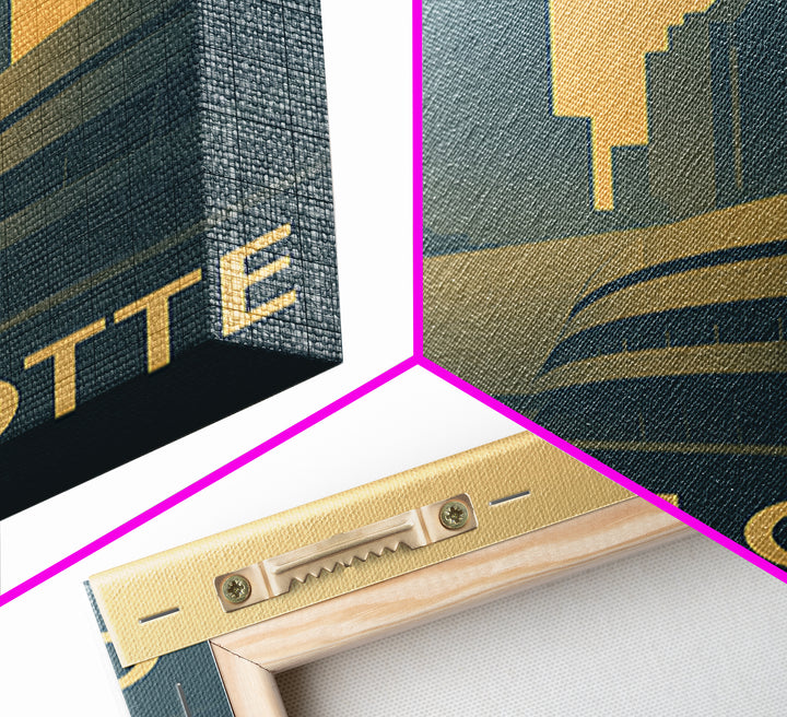 Charlotte Travel Poster, Canvas Print, Minimalist Retro Wall Art, Charlotte Travel Art, Vintage City Art, Travel Poster Set, Wall Art