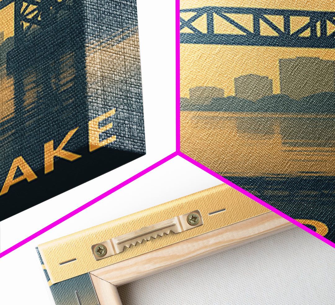 Chesapeake Travel Poster, Canvas Print, Sunset Skyline Wall Art, Chesapeake City Art, Retro Travel Print, Travel Wall Decor, Art Print