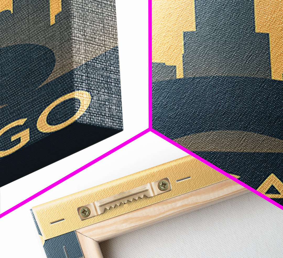 Chicago Illinois Travel Poster, Canvas Print, Retro Wall Art, Chicago Travel Art, Fine Art Print, Vintage City Art, Travel Art Print