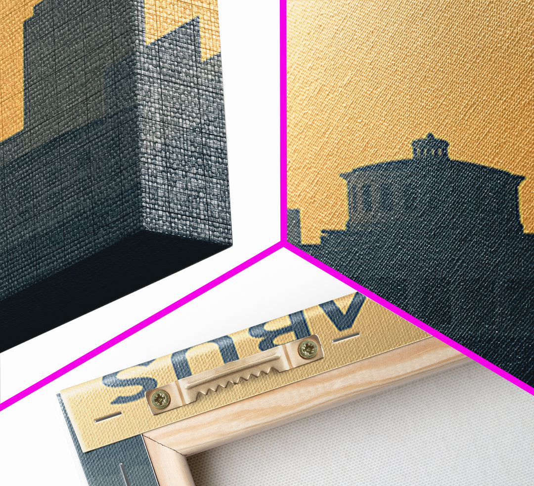Columbus Travel Poster, Framed Canvas Print, Sunset Skyline Wall Art, Columbus Poster Print, Travel Wall Art, Travel Poster Art