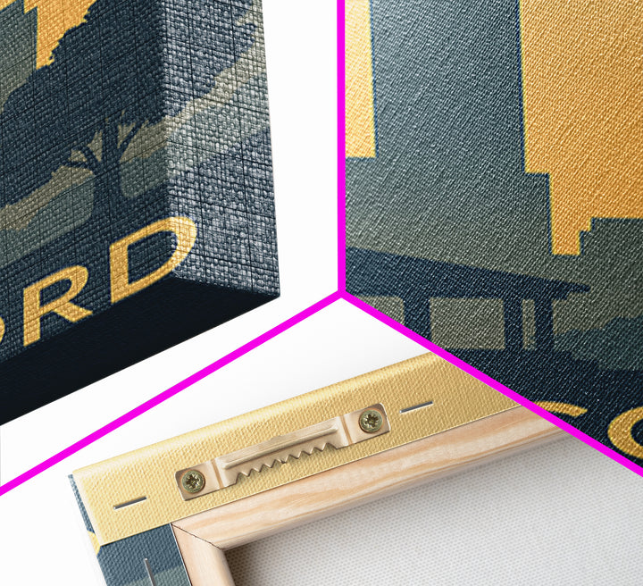Concord Travel Poster, Framed Canvas Print, Minimalist Retro Wall Art, Concord Wall Art, Eclectic Wall Decor, Retro Travel Print