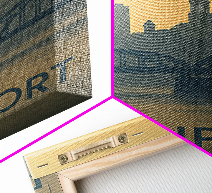 Davenport Travel Poster, Framed Canvas Print, Vintage City Poster Art, Davenport Poster Print, City Art Print, Mid Century Wall Art
