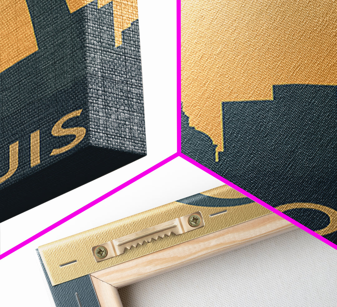 St Louis Missouri Travel Poster, Canvas Print, Sunset Skyline Wall Art, St Louis Art Print, Retro Travel Print, Wall Decor, Fine Art Print