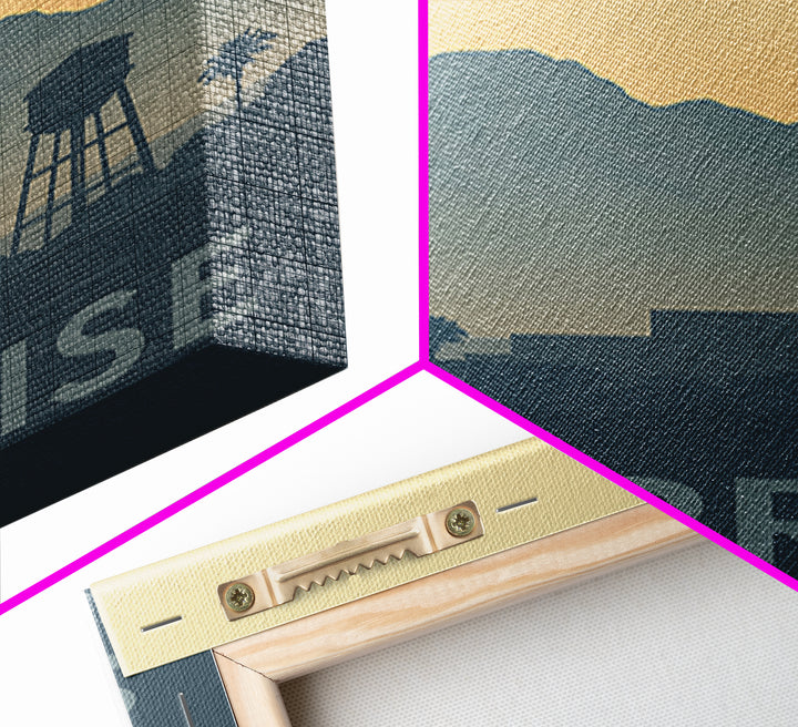 Surprise Travel Poster, Framed Canvas Print, Sunset Skyline Wall Art, Surprise Poster Print, Travel Poster Art, Eclectic Wall Decor