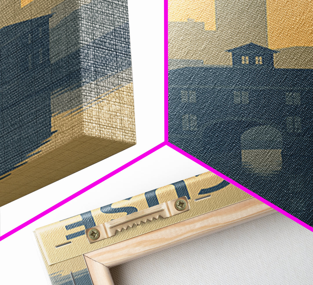 Syracuse New York Travel Poster, Framed Canvas Print, Sunset Skyline Wall Art, Syracuse City Art, Retro Travel Print, Modern Wall Decor