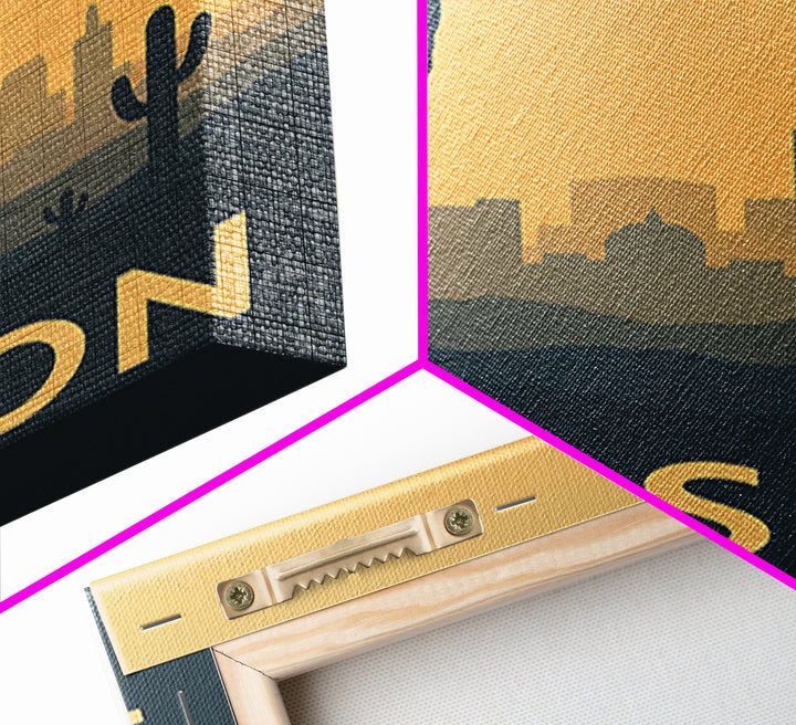 Tucson Travel Poster, Framed Canvas Print, Vintage City Poster Art, Tucson Wall Art, Travel Wall Art, Living Room Wall Art, City Poster
