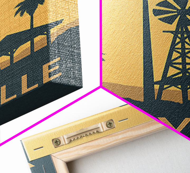 Vacaville Travel Poster, Framed Canvas Print, Minimalist Retro Wall Art, Vacaville Poster Print, Eclectic Wall Decor, Living Room Wall Art