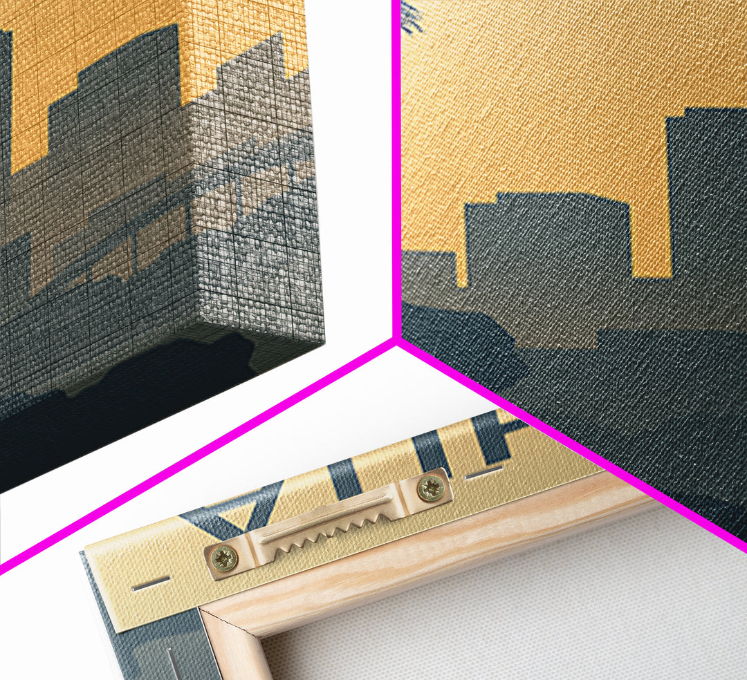 Wichita Kansas Travel Poster, Canvas Print, Sunset Skyline Wall Art, Wichita Art Print, Vintage Travel Art, Vintage Travel Print, Wall Art