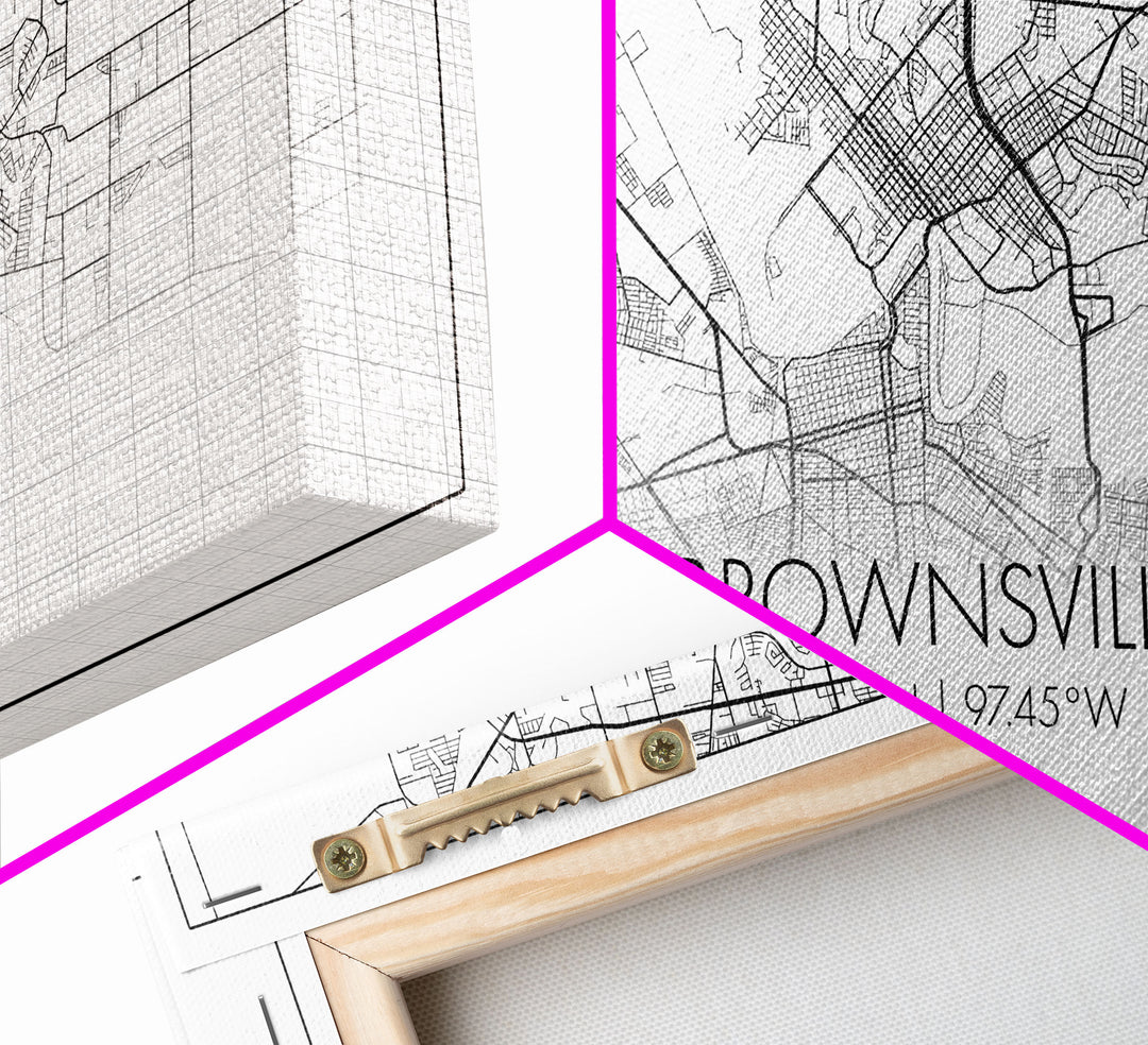 Brownsville Street Map, Texas Map, Map Print, Modern Art, Wall Art, Canvas Art, Realtor Closing Gift, Wall Décor Over The Bed, Couples Gift