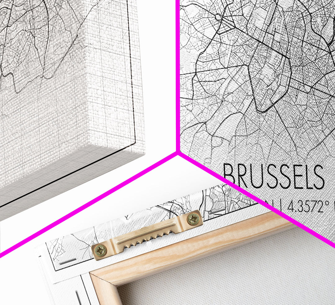 Brussels Street Map, Belgium Map, Map Print, Modern Art, Wall Art, Canvas Art, Travel Art Print, Home Wall Décor, New Homeowner Gift, Office