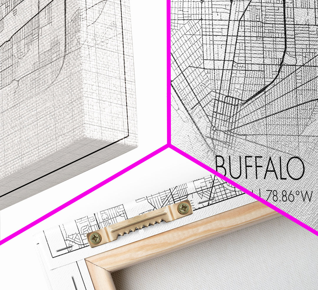 Buffalo Street Map, New York Map, Map Print, Modern Art, Wall Art, Canvas Art, Gift For Newlyweds, Gift For Parents, Apartment Décor