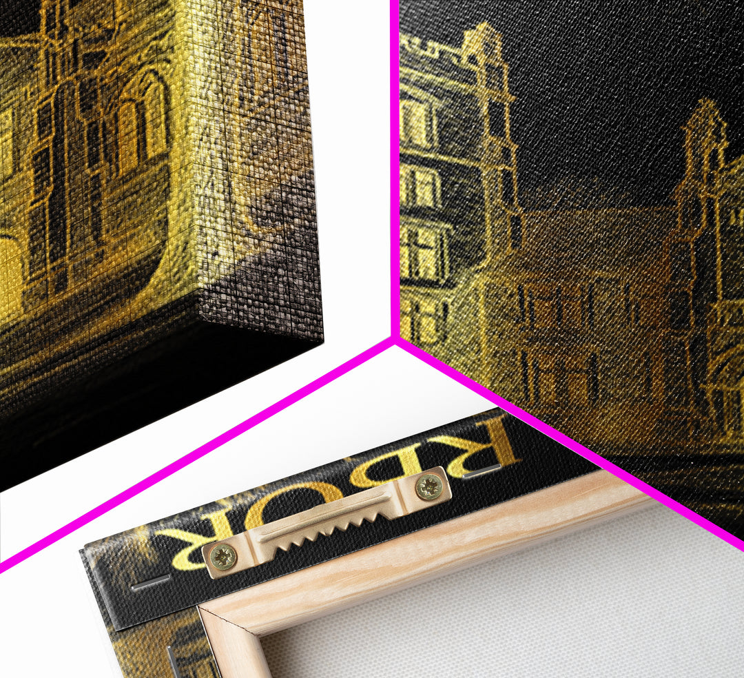 Ann Arbor Michigan Travel Poster, Canvas Print, Black And Gold Line Art, Ann Arbor Wall Art, Travel Art Print, Wall Art, City Art Print