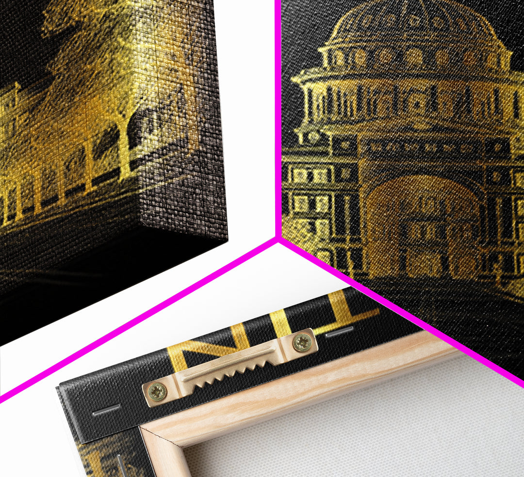 Austin Travel Poster, Framed Canvas Print, Black And Gold Line Art, Austin Poster Print, Gift For Travelers, City Travel Prints