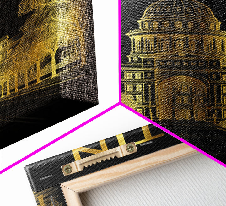 Austin Travel Poster, Framed Canvas Print, Black And Gold Line Art, Austin Poster Print, Gift For Travelers, City Travel Prints
