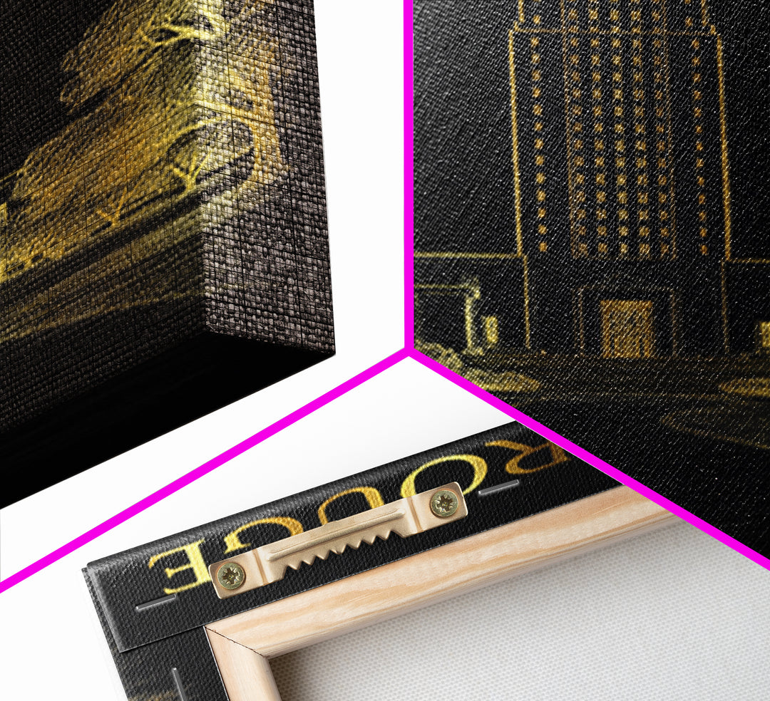 Baton Rouge Louisiana Travel Poster, Canvas Print, Black And Gold Line Art, Baton Rouge Travel Art, Home Office Decor, Eclectic Wall Decor