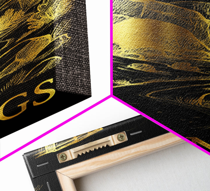 Billings Travel Poster, Framed Canvas Print, Black And Gold Line Art, Billings Travel Art, Retro Travel Print, Travel Poster Set