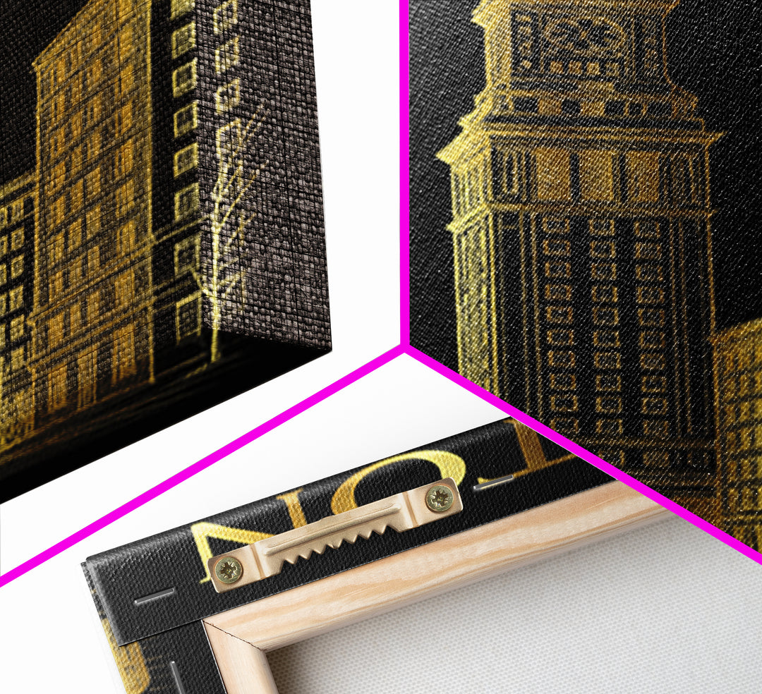 Boston Massachusetts Travel Poster, Canvas Print, Black And Gold Line Art, Boston Art Print, Wall Art, Fine Art Print, Wall Decor