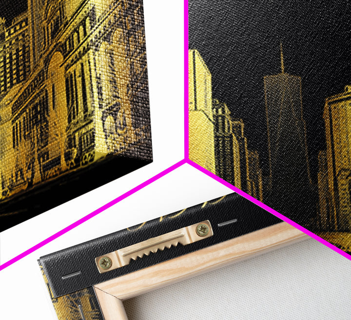 Chicago Travel Poster, Canvas Print, Elegant Gold City Art, Chicago Wall Art, Travel Poster Art, Travel Wall Decor, Travel Art Print