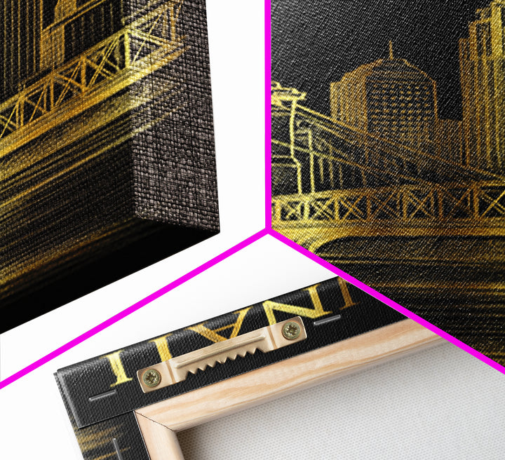 Cincinnati Ohio Travel Poster, Canvas Print, Dark Background Poster Art, Cincinnati Travel Art, Travel Art Print, Vintage Travel Print