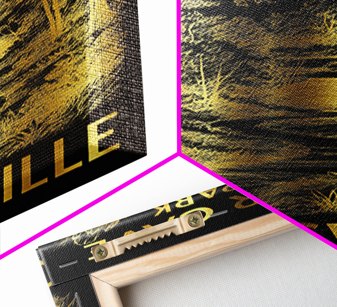 Clarksville Travel Poster, Framed Canvas Print, Dark Background Poster Art, Clarksville Wall Art, Home Office Decor, Mid Century Wall Art