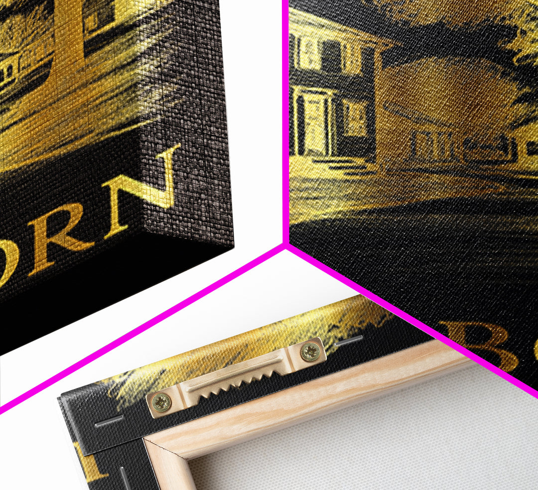 Deadborn Travel Poster, Framed Canvas Print, Dark Background Poster Art, Deadborn Wall Art, City Art Print, City Travel Prints