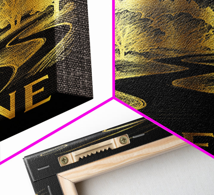 Eugene Travel Poster, Canvas Print, Black And Gold Line Art, Eugene Wall Art, Gift For Travelers, Living Room Wall Art, Wanderlust Decor